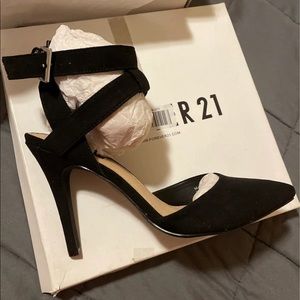 Black suede heels